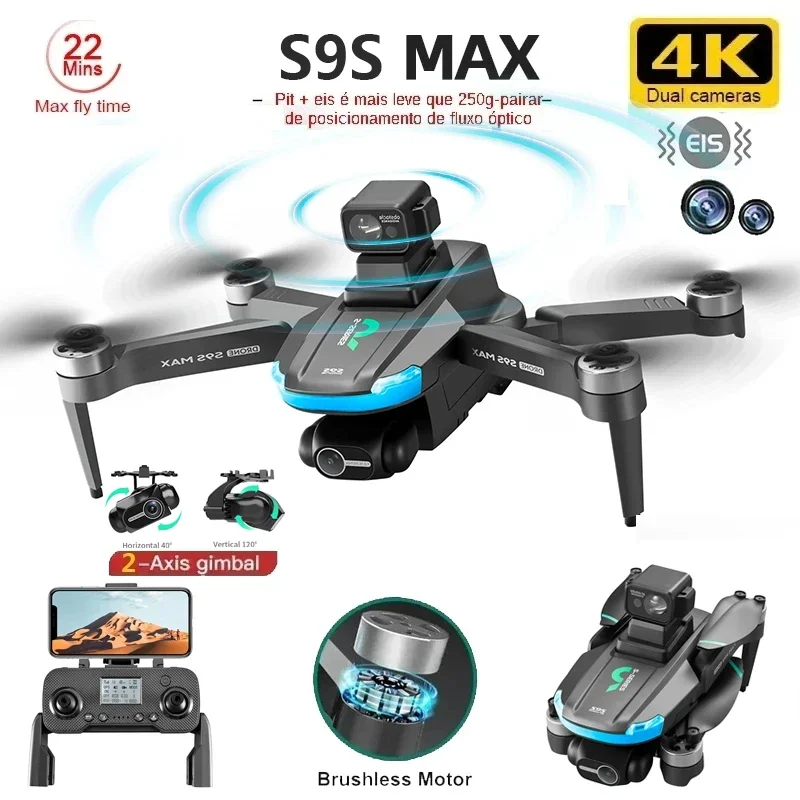 Fpv Brushless Rc Drone 4K - Novo s9s max mini drone 4k
